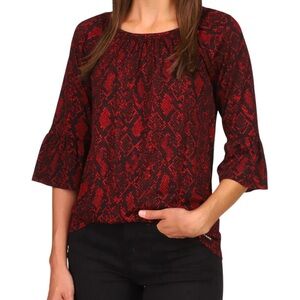 Michael Kors Red Snake Print Blouse Size XS